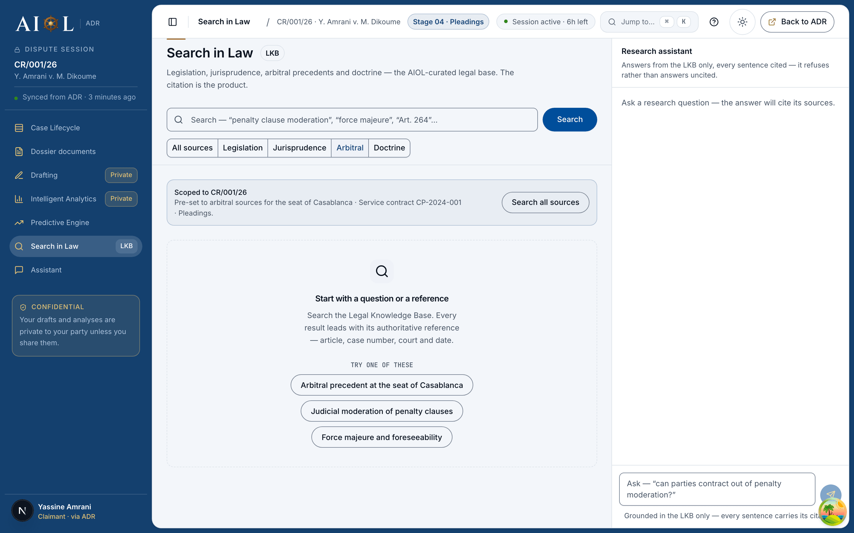 AIOL search in law for the dispute, seeded with the seat’s jurisdiction.